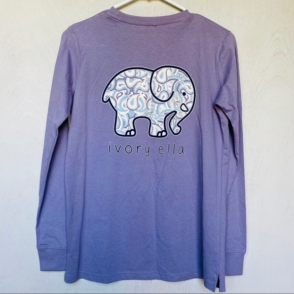 ivory ella Tops - Ivory Ella Lilac Long Sleeve T-Shirt | Paisley Elephant Print | NWOT